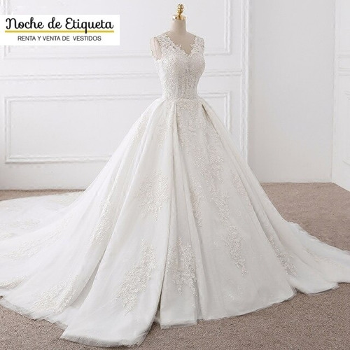 Imagen 1 de 5 de Vestido De Novia Corte Princesa Escote V Organza/encaje
