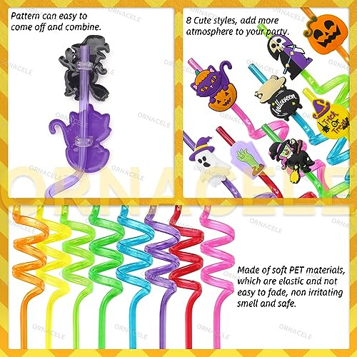 24pcs Pajitas Halloween Reutilizables - Fiesta Infantil