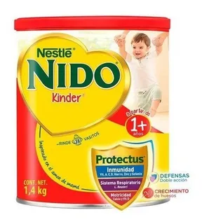 Leche de fórmula en polvo sin TACC Nestlé Nido Kinder en lata de 1.4kg - 2 meses a 3 años