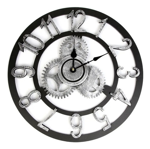 Reloj Pared Con Péndulo Simil Madera Tallada Casa Decora