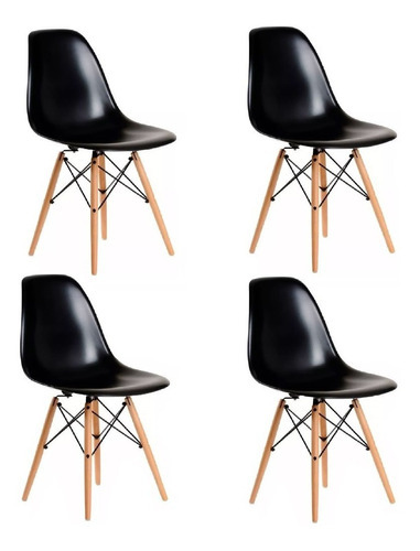Set X4 Silla Comedor Eames Negra Color de la estructura de la silla Negro