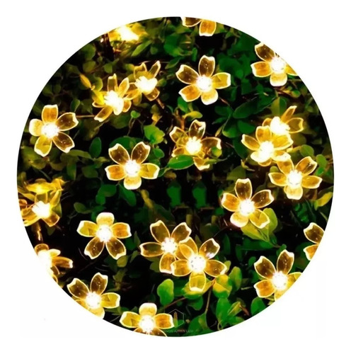 Guirnalda 100 Led Luz Solar Flor Cerezo 10m Exterior Navidad