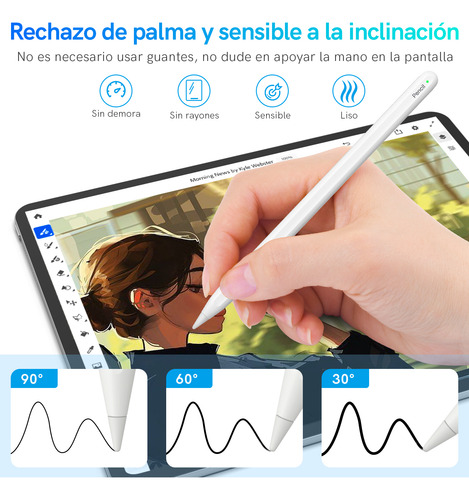 Lápiz Óptico Para iPad Con Carga Inalámbrica & Rechazo Palma