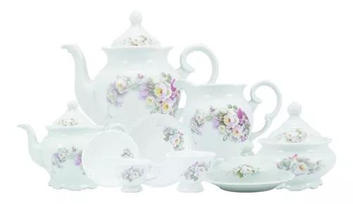 Serviço chá café 53 peças porcelana pomerode schmidt