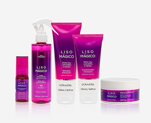 Kit Lowell Liso Magico Shampoo+condic+oleo+mascara+flui 2011