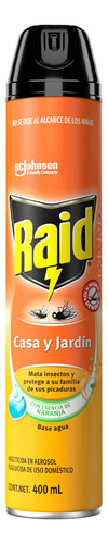 Insecticida En Aerosol Raid Casa Y Jardín Naranja 400ml