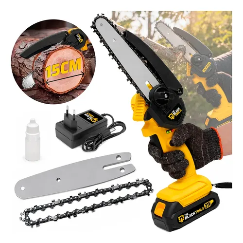Moto Serra A Bateria Mini Serra Eletrica 21v Bivolt Amarelo 21v