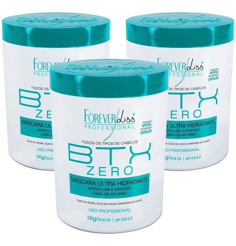 Kit 3 Botox Btx Zero Forever Liss Sem Formol Liso Natural 1k