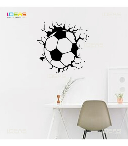 Vinilo Decorativo Balon De Furbol Soccer Muro Roto Sticker 