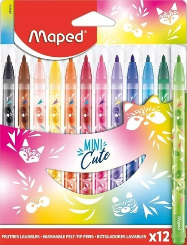 Marcador Fibra Escolar Maped Color Peps Mini Cute 12 Colores