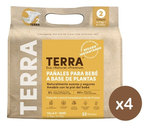 Pañales Terra Biodegradables X 4 Paquetes