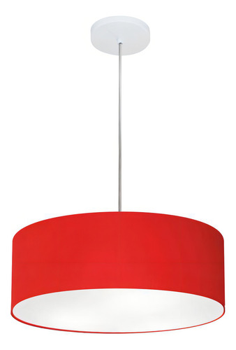 Lustre Pendente Cilíndrico Md-4132 Cúpula em Tecido 40x15cm Vermelho -