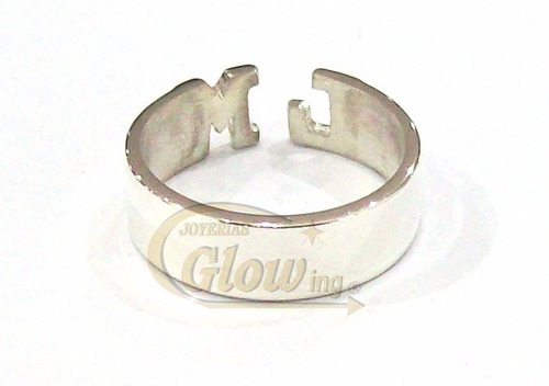 Anillo Pinza Plata Con 2 Letras De Oro 18 Relieve