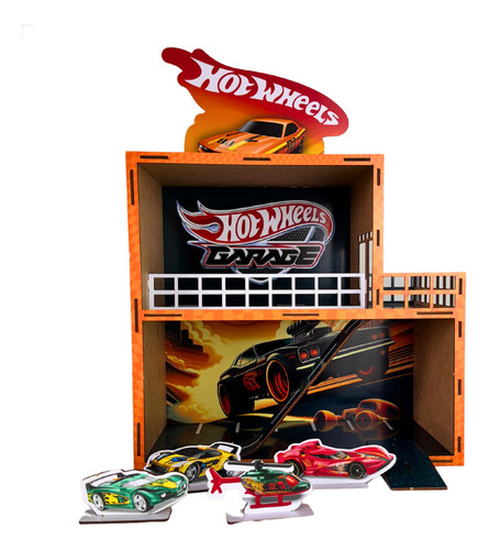 Estacionamento Hotwheels Pista Adesivada Em Mdf Brinquedo Cor Laranja