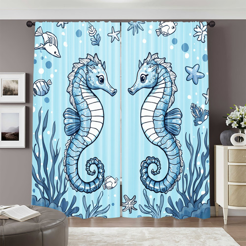 Cortinas De Primavera Y Verano, 2 Unidades, Azul Turquesa, C