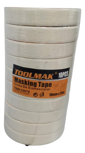 Pack 10 Cintas Enmascarar Masking Tape 18mmx25m Color Beige