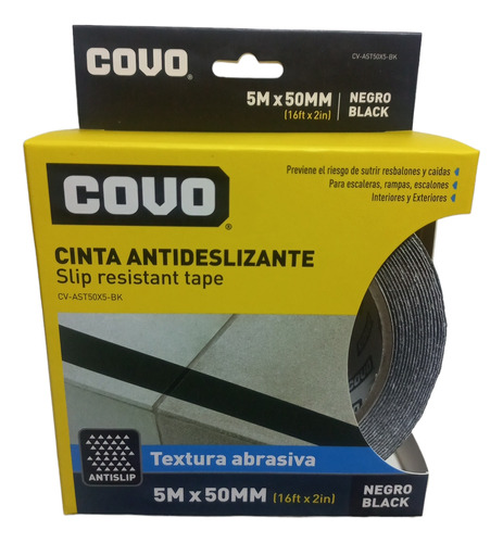 Cinta Antideslizante Negra Con Adhesivo Rollo De 5 Mts X 5cm