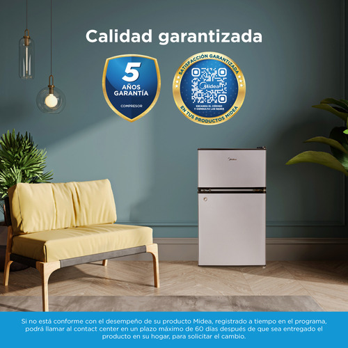 Frigobar Midea 3.4 Pies Cúbicos Dos Puertas Plata Color Gris Gris