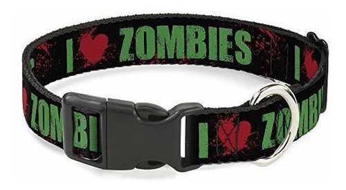 Cat Collar Breakaway I Heart Zombies Bold Splatter Black Gre