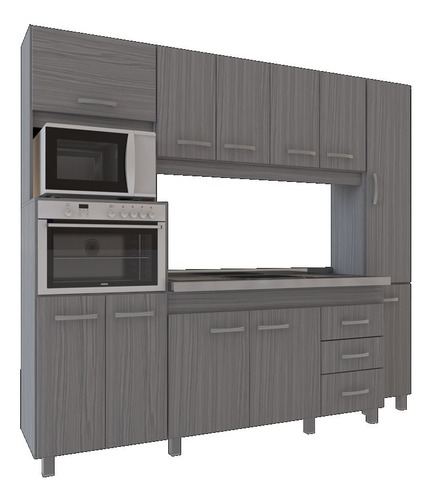 Mueble Cocina Completo Moderno 10 Puertas 3 Cajones 215 Cm 