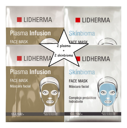 Lidherma Mascaras Faciales Set De 4: 2 Plasma + 2 Skinbioma