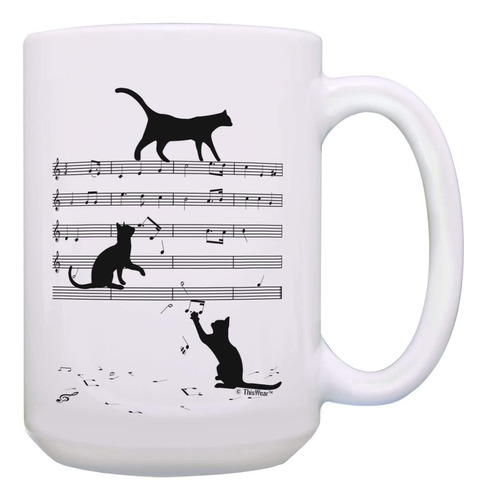 Taza De Café Para Gatos Con Notas Musicales Para Gatos Y Gat