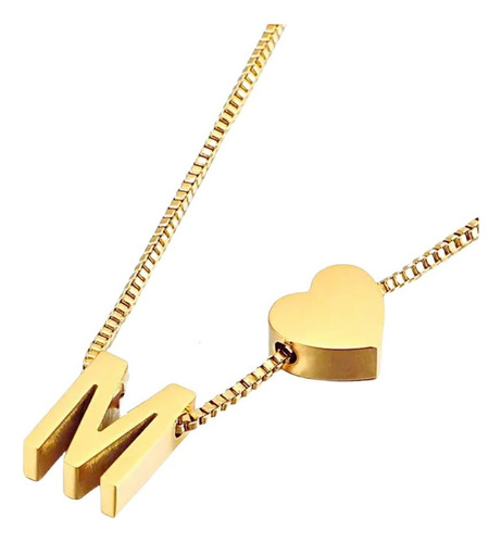 Choker Letra Inicial Com Coração Folheado A Ouro 18 K Cor M