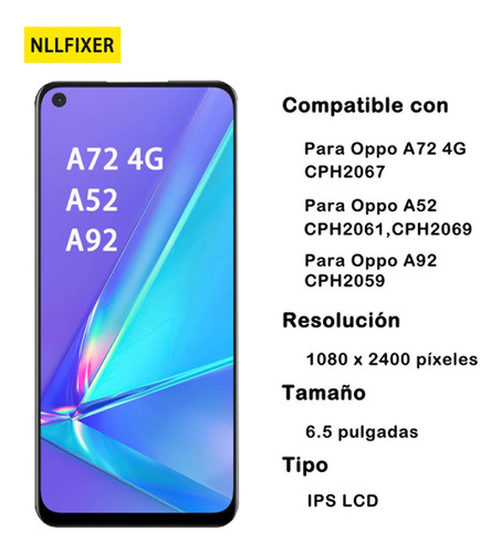 Pantalla Para Oppo A72 4g Cph2067 A52 Cph2061 A92 Cph2059