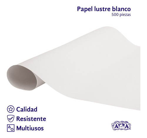 Papel Lustre De Color 50 X 70cm 500 Piezas Apsa Color Blanco