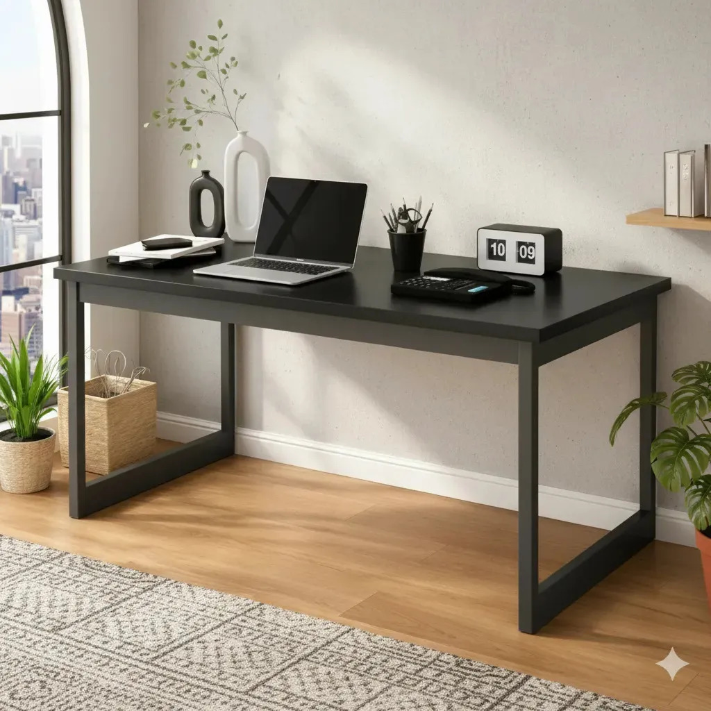 Mesa Escrivaninha Industrial MDP 150x60 Para Escritório Home Office Moderna Preta MB VENDAS ONLINE