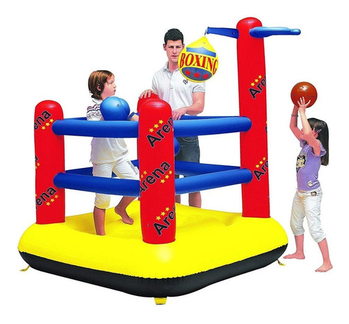 Inflable Infantil Ring De Boxeo + Aro Con Pelota Y Guantes