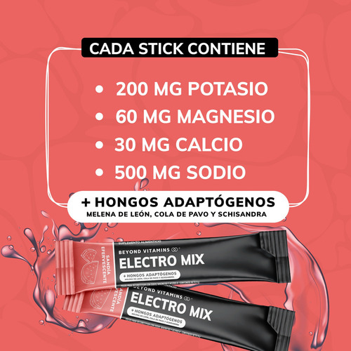 Electrolitos Con Hongos Sin Azúcar En Polvo Beyond Vitamins | Hidratación Baja En Calorías, Apto Dieta Keto | 20 Sticks, Sabor Sandía Efervescente