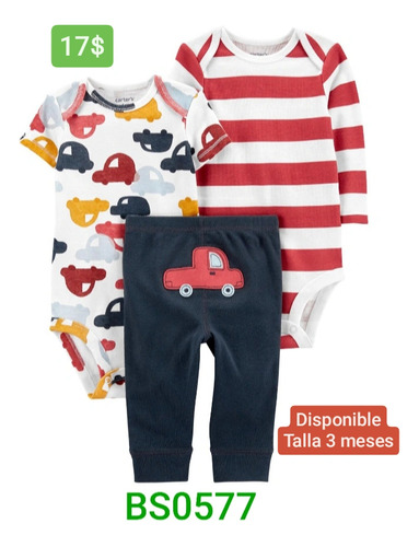 Conjunto 3 Piezas Para Bebe Talla 3 Meses Bs0577