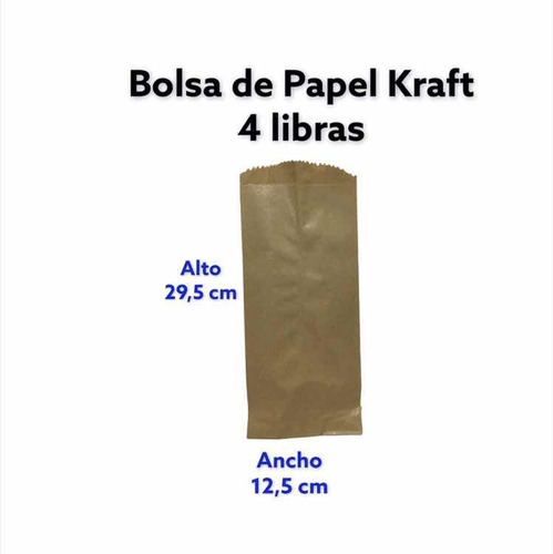 100 Bolsas De Papel Kraft 4 Libras Para Alimentos Panaderias