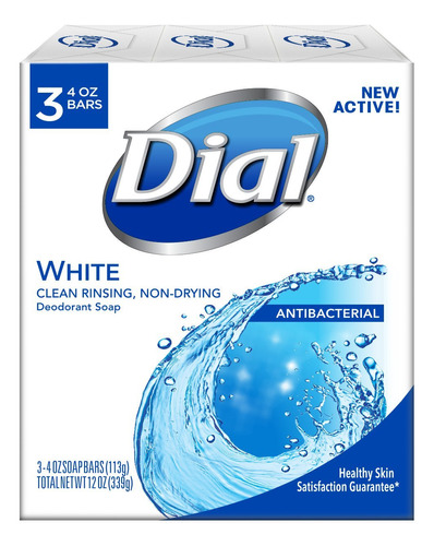 Dial Jabon Desodorante Antibacteriano, Blanco, 4 Onzas (paqu