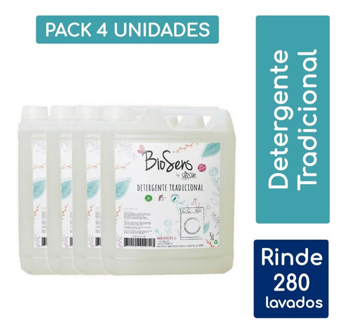 Pack 4 Detergentes Biodegradable Hipoalergenico Biosens 5l