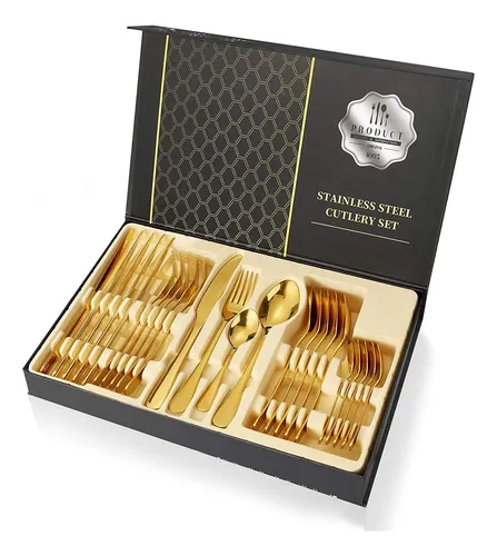comprar Juego De Cubiertos Dorados Con Caja, Juego De Cubiertos Dora