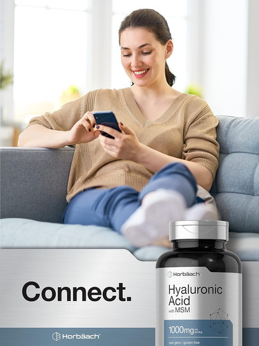 Horbäach Ácido Hialurónico Con Msm | 1000 Mg | 120 Cápsulas Sin Sabor