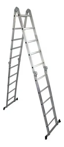 Escalera 5.8 Multifuncion Aluminio 20 Escalones Color Plateado
