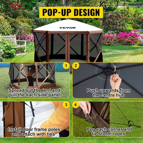 Vevor Pop-up Camping Gazebo Camping Canopy Shelter 6 Sided