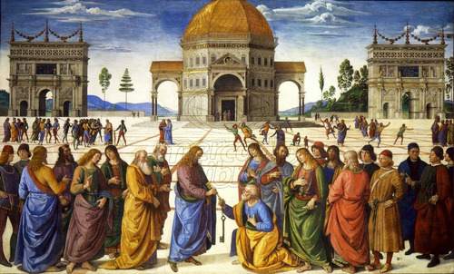 Lienzo Canvas Arte Sacro Jesús Entrega Llaves A Pedro 132x80