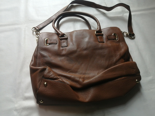 Imagen 3 de 10 de Bolso D Dama M K Marrón En Piel Creo 3 Compartimentos