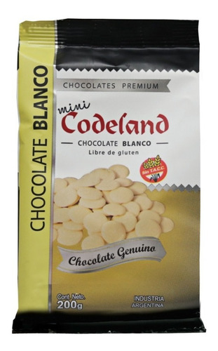 Mini Medallon De Chocolate Blanco Codeland X 200 G Sin Tacc