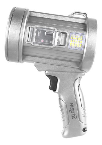 Linterna Multifunción Portátil 20w Led Carga Solar Nisuta Linterna Plateado Luz Blanco