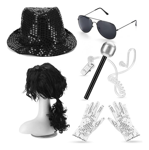 Kit Disfraz Halloween 6 Piezas Con Sombrero Guante Lentes So