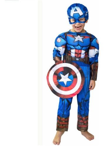 Disfraz De Capitan America Musculoso Talle 0 Original Marvel