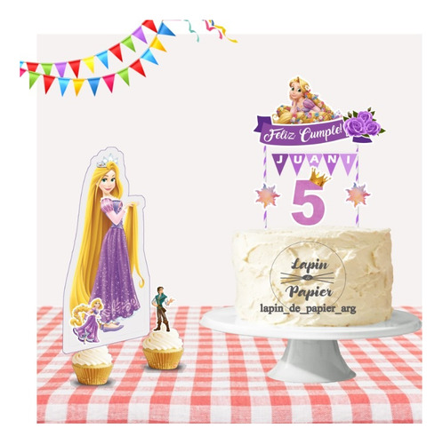 Adorno Torta Cake Topper Cumpleaños Rapunzel
