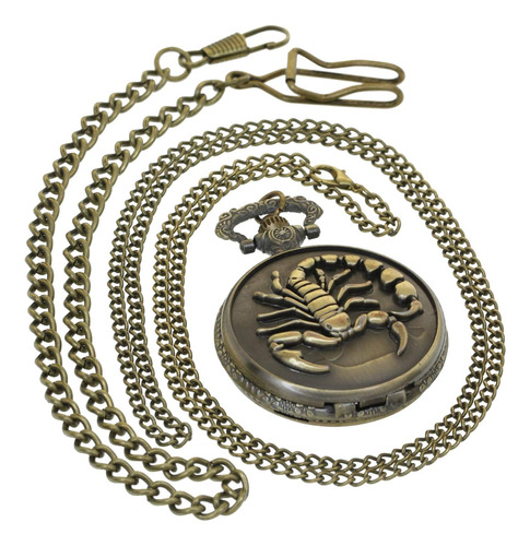 Reloj De Bolsillo De Cuarzo De Bronce Con Diseño De Animales