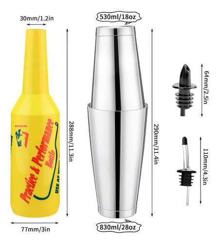 Kit Barman Flair Yellow - 7 Piezas Incluye Botellas 25oz