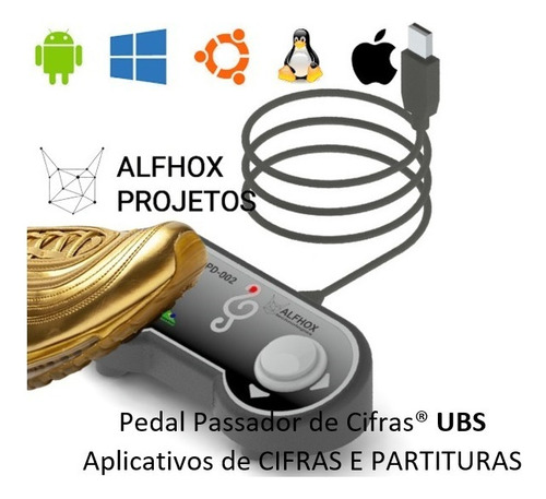 Pedal Passador De Cifras® Partituras Usb Android-ios-windows Cor Preto
